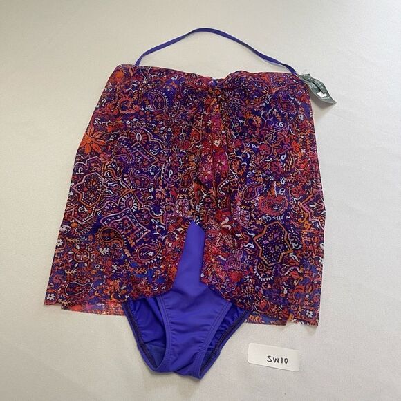 NWT Lauren Ralph Lauren Purple Flyaway Bandeau Swimsuit Bathing Suit Size 4 New - Picture 1 of 6